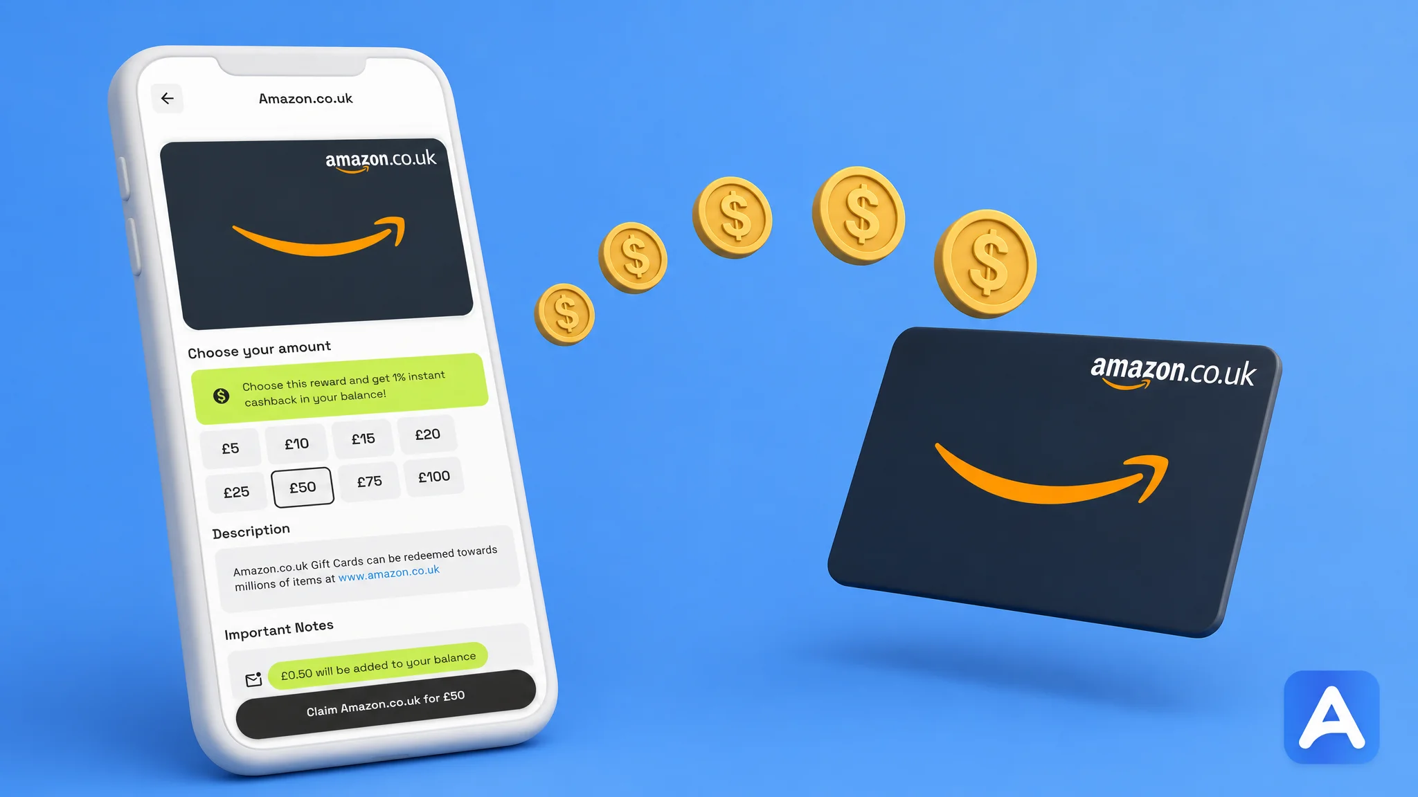 A view of the AirPerks payouts list showing Amazon, PayPal, and other gift card brands